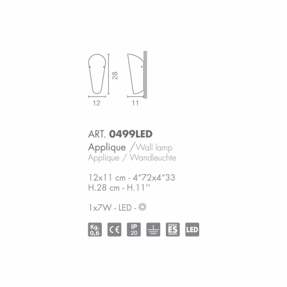 Selene Bloom handmade glass wall light in Italy 12x11 H 28 cm Viadurini