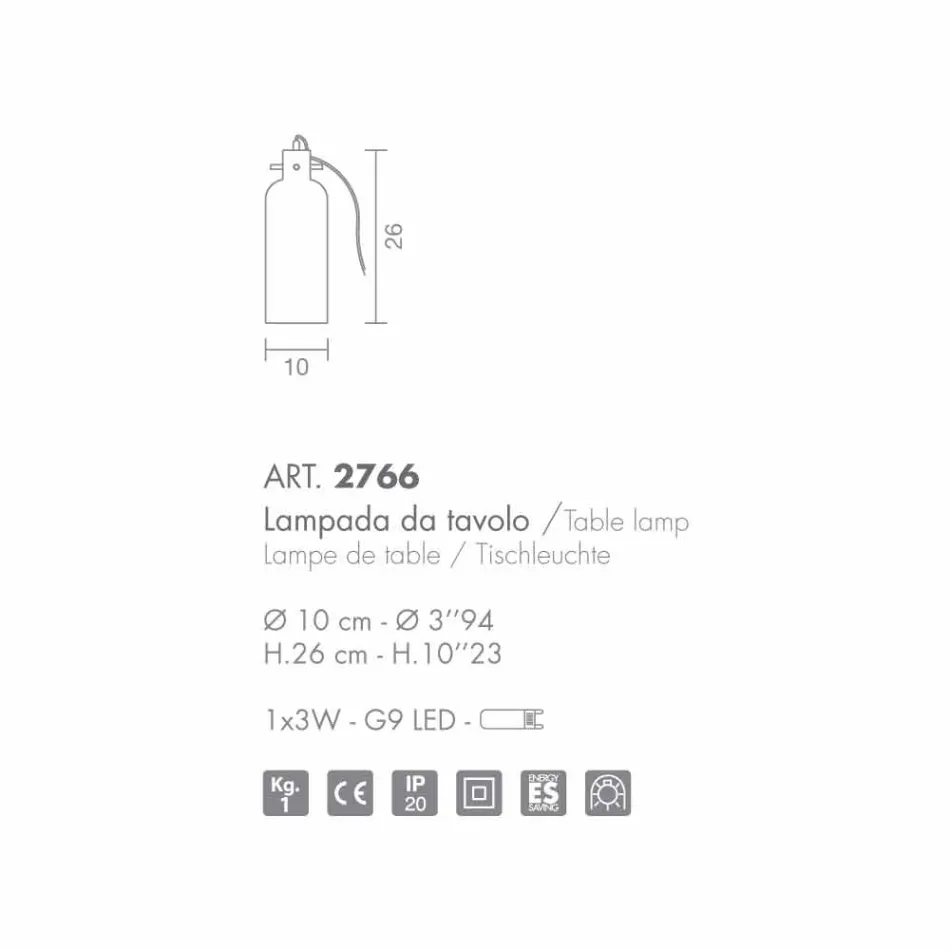 Selene Bossa Nova table lamp Ø10 H 26cm in blown amber glass Viadurini