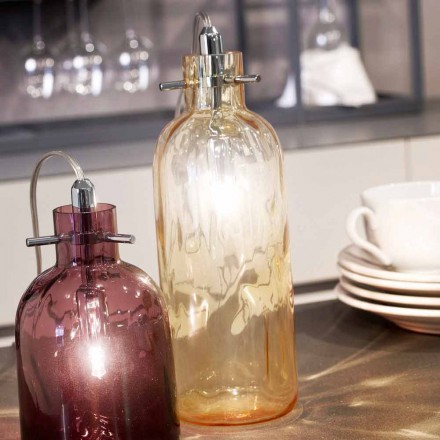 Selene Bossa Nova table lamp Ø10 H 26cm in blown amber glass Viadurini