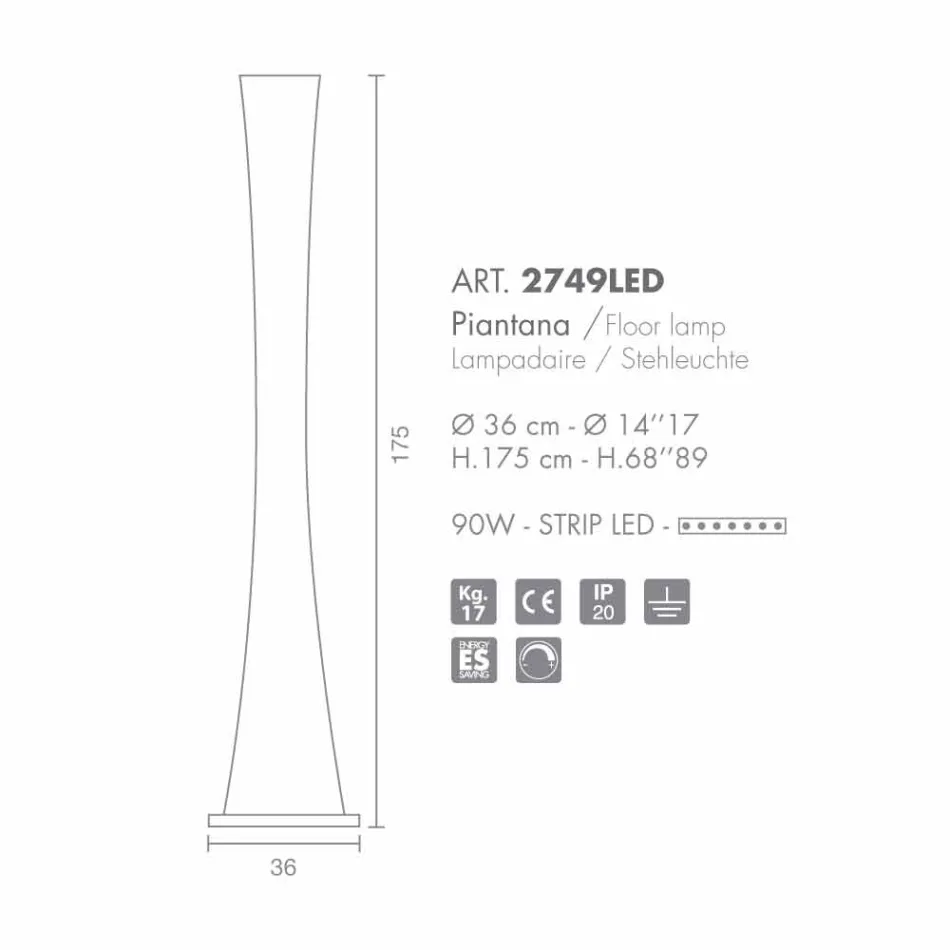 Selene Hourglass blown glass floor lamp Ø36 H175cm Viadurini