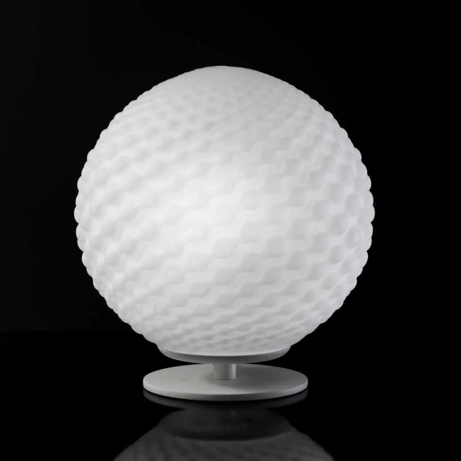 Selene Domino white blown glass table lamp Ø27 H 30cm Viadurini