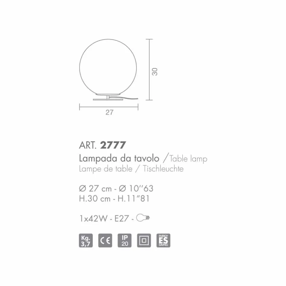 Selene Domino white blown glass table lamp Ø27 H 30cm Viadurini