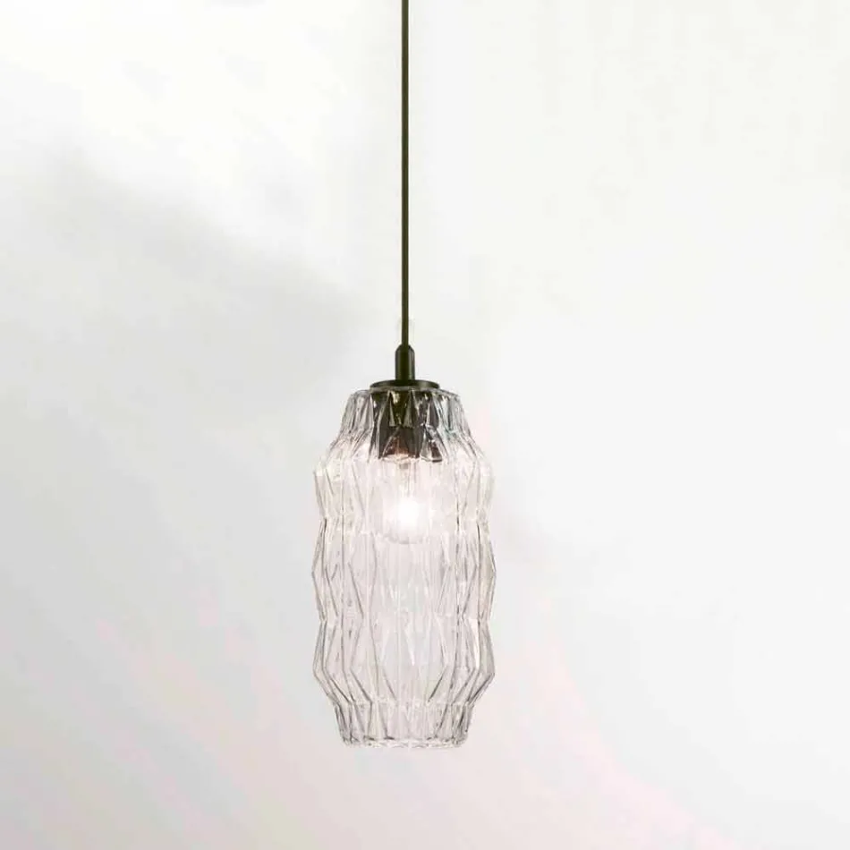 Selene Origami blown glass pendant lamp Ø16 H 30 / 140cm Viadurini