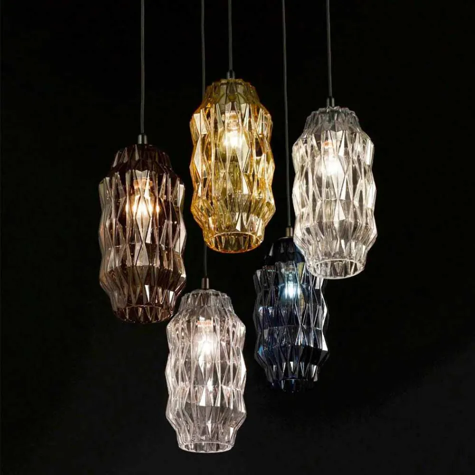 Selene Origami blown glass pendant lamp Ø16 H 30 / 140cm Viadurini