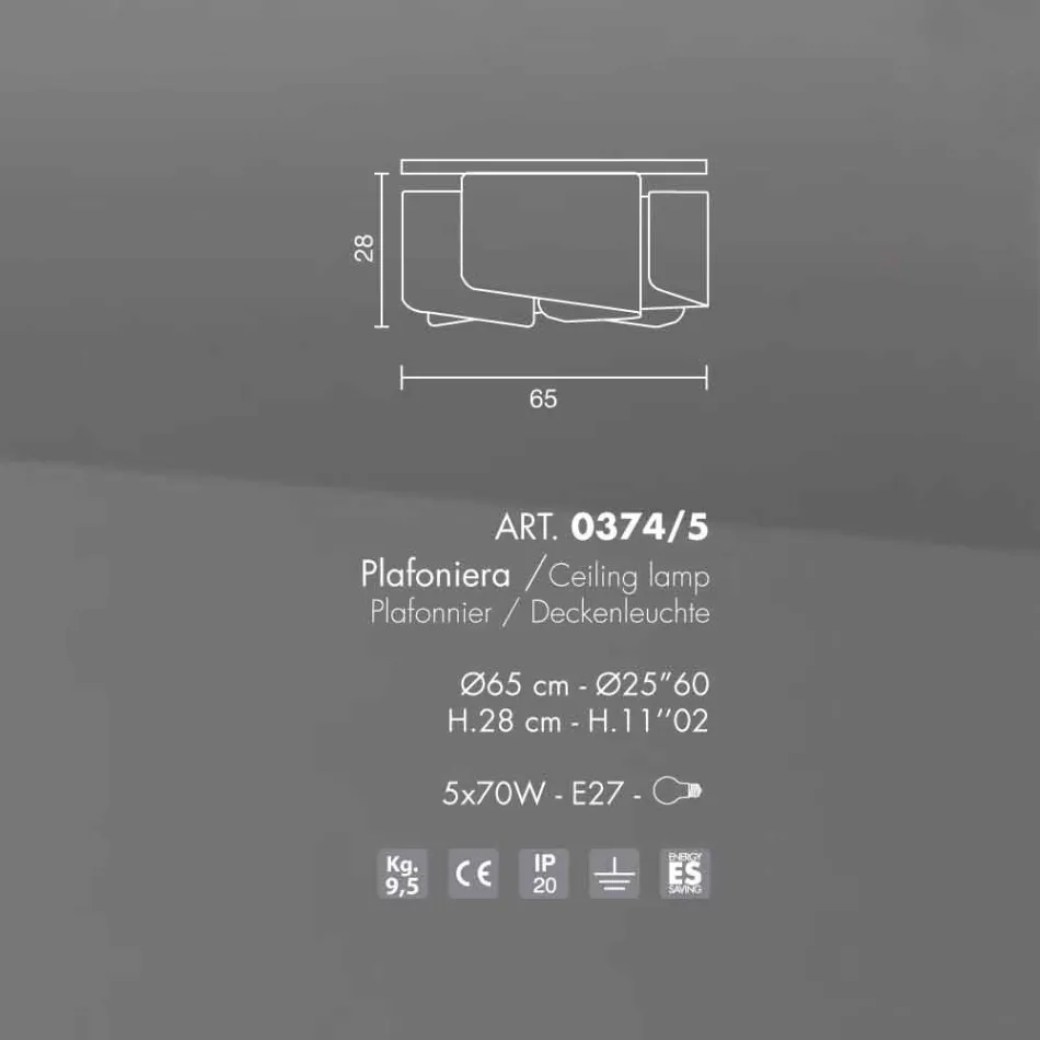 Selene Papiro ceiling lamp in modern crystal Ø65 H28cm, made in Italy Viadurini