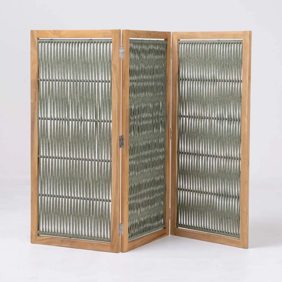 Outdoor divider in Teak, Aluminium and Rope Weaving - Vision Viadurini