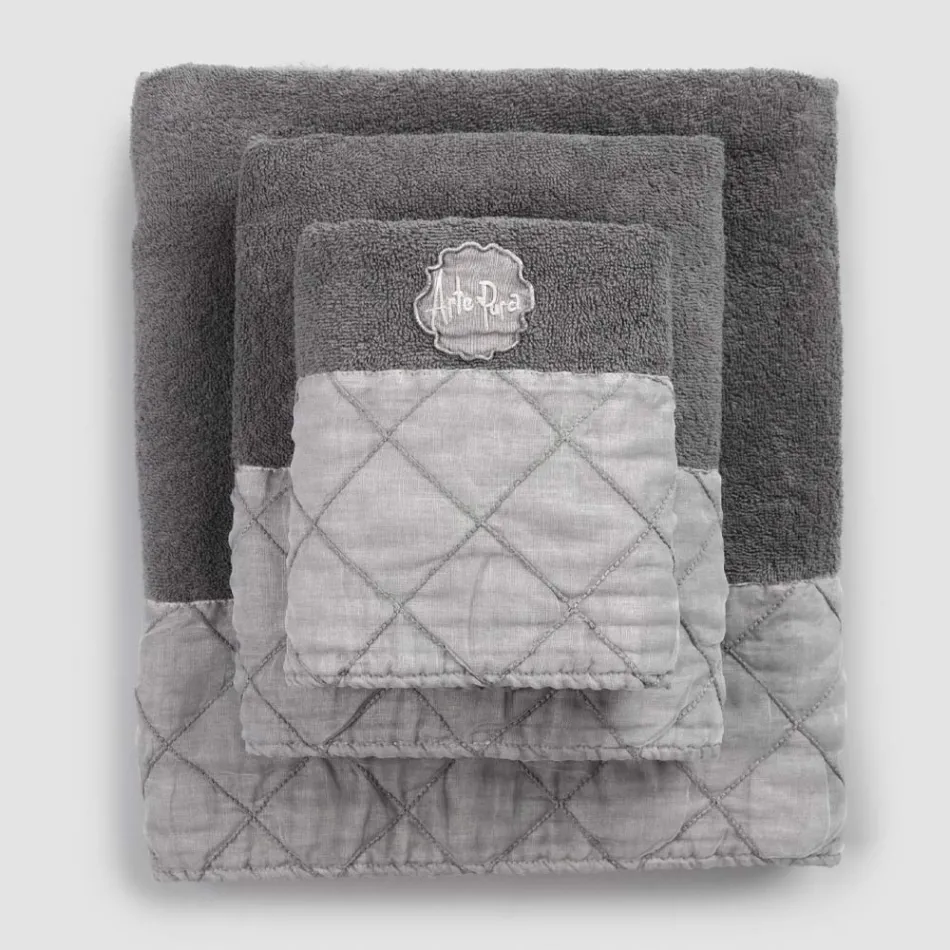 Service of face and guest towels and terry towel with luxury decoration - Hassim Viadurini