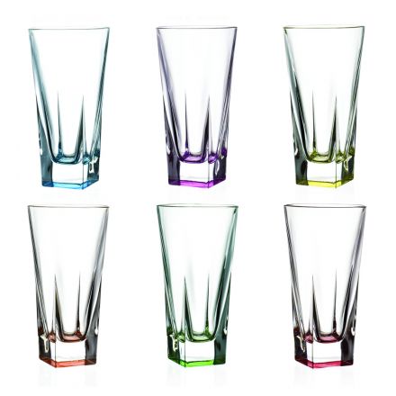 High Tumbler Crystal Eco Colored Glasses Service 12 Pieces - Amalgam Viadurini