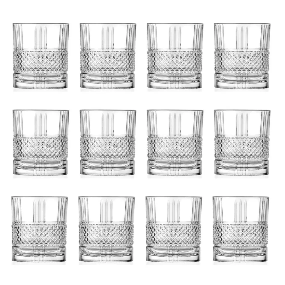 Low Tumbler Glasses Set in Decorated Eco Crystal 12 Pcs - Lively Viadurini