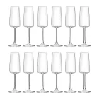 Italian Minimal Eco Crystal Flute Goblet Set 12 Pcs - Primordio Viadurini