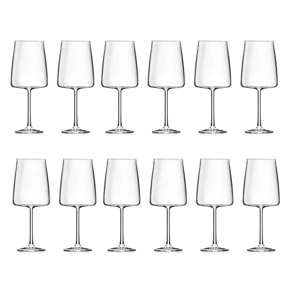 Italian Minimal Eco Crystal Goblet Set 12 Pieces - Primordio Viadurini