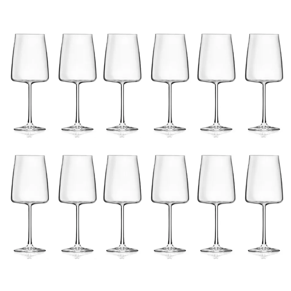 Italian Minimal Eco Crystal Goblet Set 12 Pieces - Primordio Viadurini