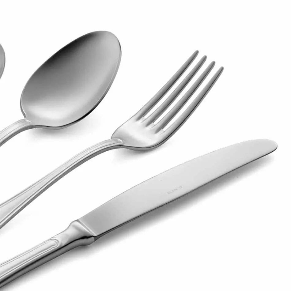 Complete Set of Luxury Design Stainless Steel Cutlery 24 Pieces - Boss Viadurini