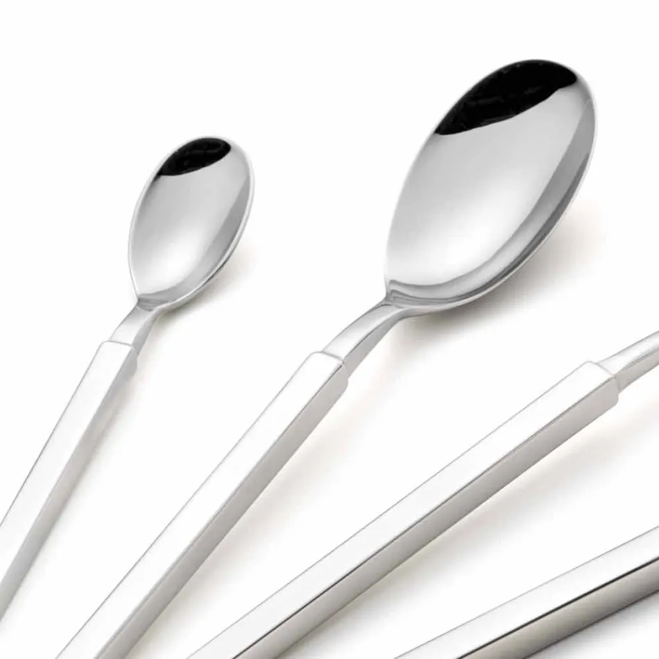 Complete Steel Cutlery Set 24 Pieces Design Made in Italy - Tricky Viadurini