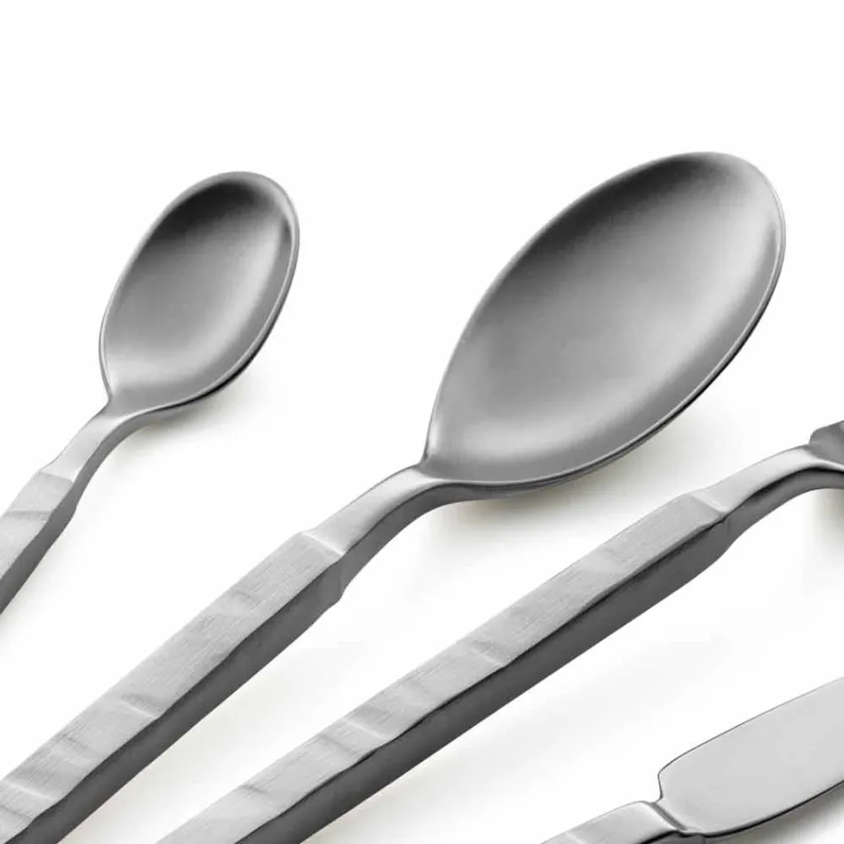 Complete Steel Cutlery Set 24 Pieces Design Made in Italy - Tricky Viadurini