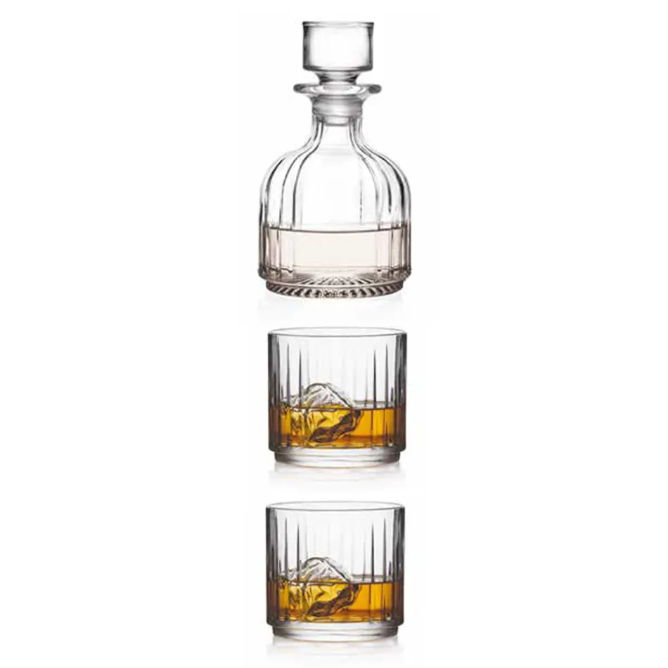 Liqueur Set in Ecological Crystal Stackable 3 Pieces - Spicco Viadurini