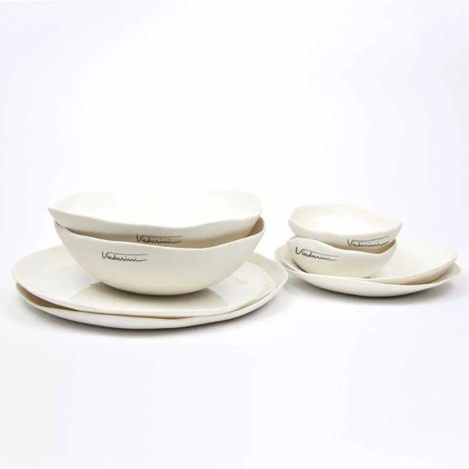 Luxury Design 24-Piece White Porcelain Dishes Service - Arciregale Viadurini