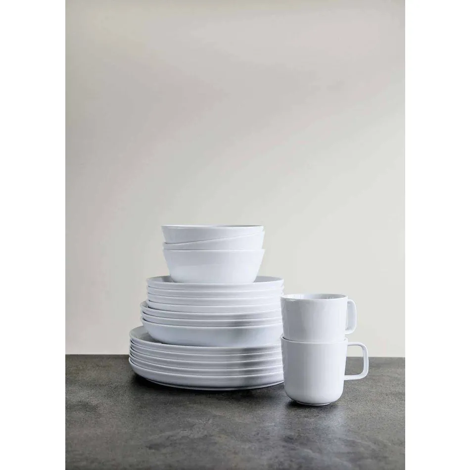 White Modern Design Porcelain Dinner Plate Set 24 Pieces - Arctic Viadurini