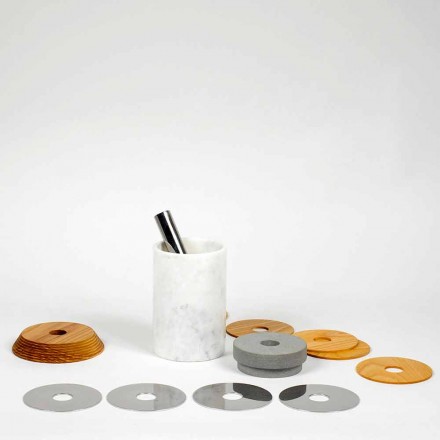 Cocktail Service Aperitif Accessories in Marble, Wood, Steel - Norman Viadurini