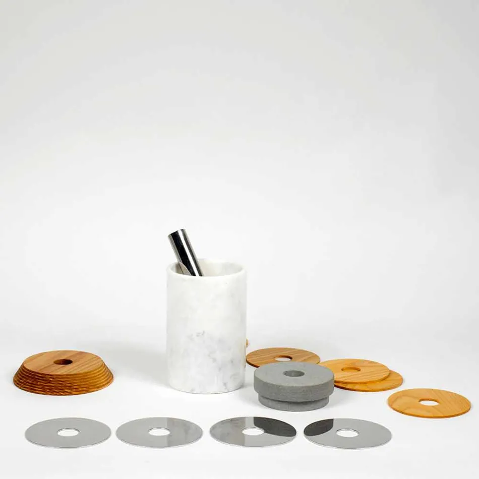 Cocktail Service Aperitif Accessories in Marble, Wood, Steel - Norman Viadurini