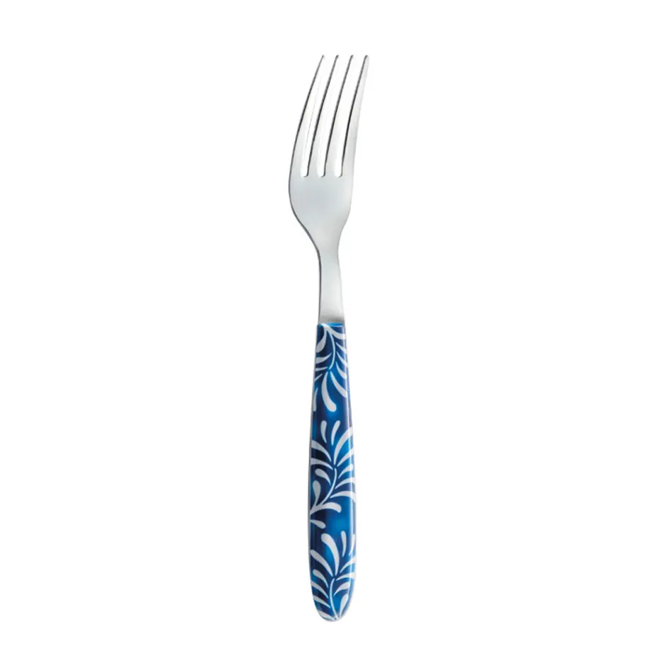 Steel and Plastic Cutlery Set Blue or White Decoration 24 Pcs - Alessandra Viadurini
