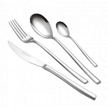 Complete Cutlery Set in Polished Stainless Steel Modern Design 24 Pieces - Sharpy Viadurini