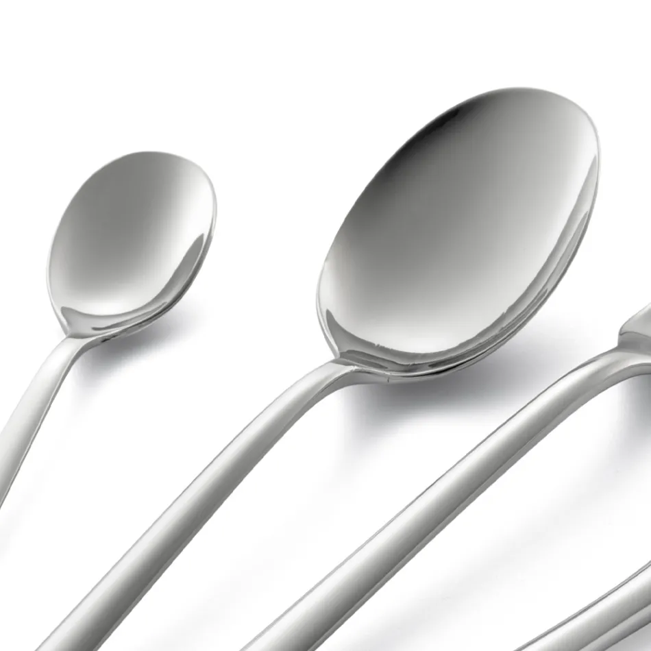 Square Design Polished Stainless Steel Cutlery Set 24 Pieces - Bumbun Viadurini