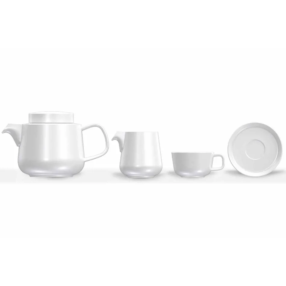 Cup and Saucer Service with Porcelain Teapot and Milk Jug 14 Pieces - Arctic Viadurini