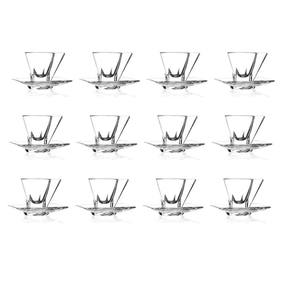Cappuccino Cup Service in Italian Eco Crystal 12 Pieces - Amalgam Viadurini
