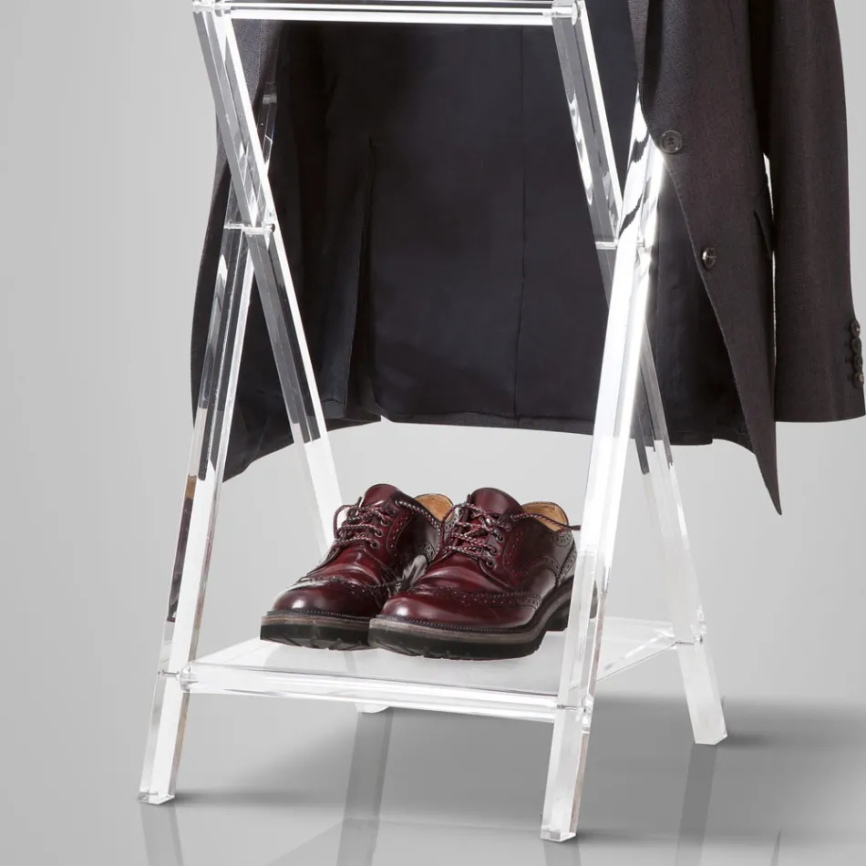 Folding Room Valet in Transparent Acrylic Crystal - Stecla Viadurini