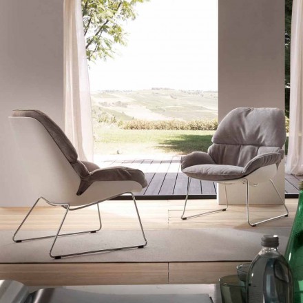 Set of 2 armchairs in white polypropylene and soft birch grey cushion Viadurini