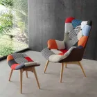 Set of 2 multicolor patchwork armchairs with Veronica solid wood legs Viadurini