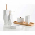 Design bathroom accessory set made with wood and resin Rivalba