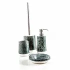 Modern bathroom accessories set in mottled green Bombei marble Viadurini