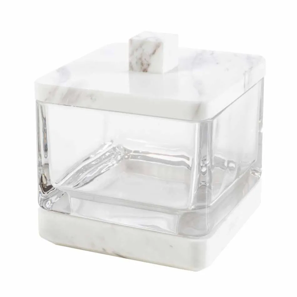 Modern bathroom accessories set in Calacatta marble and Carona glass Viadurini