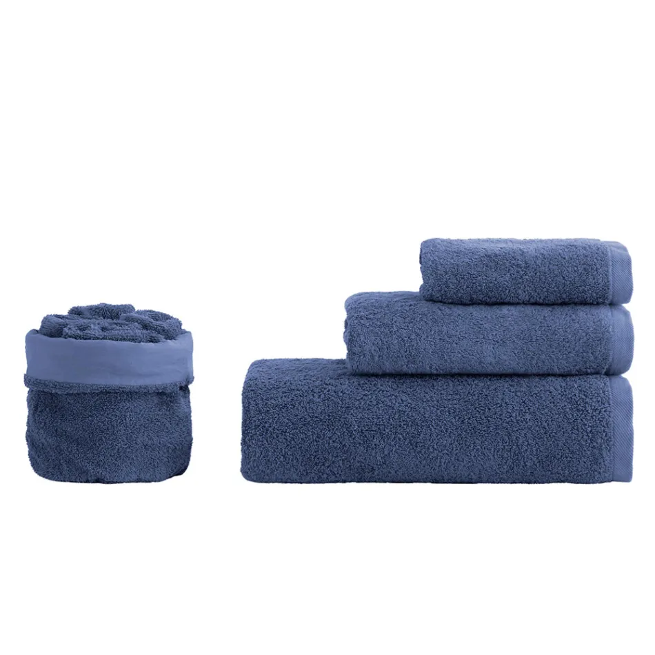 8 Piece Bathroom Set in Pure Cotton Terry Cloth All Garment Dyed - Smooth Viadurini