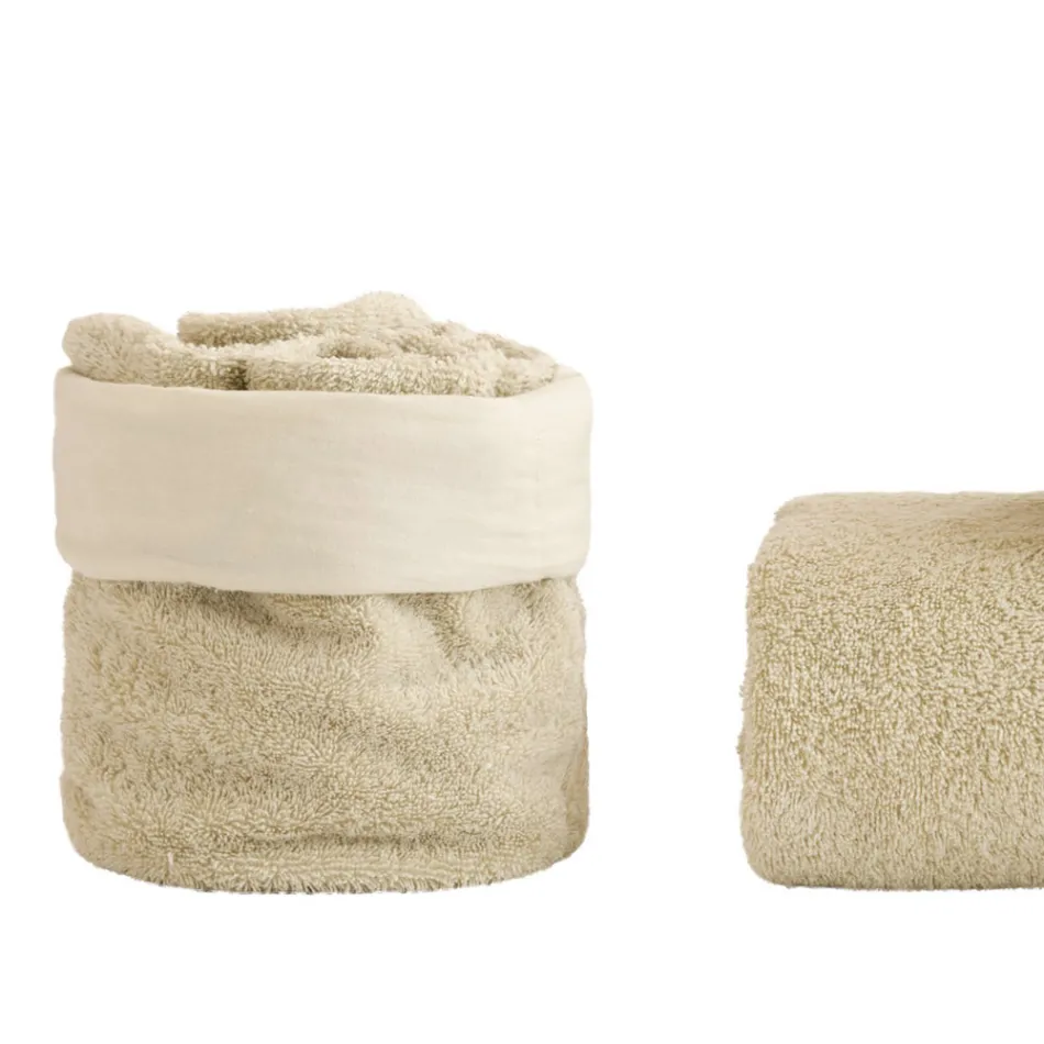 8 Piece Bathroom Set in Pure Cotton Terry Cloth All Garment Dyed - Smooth Viadurini