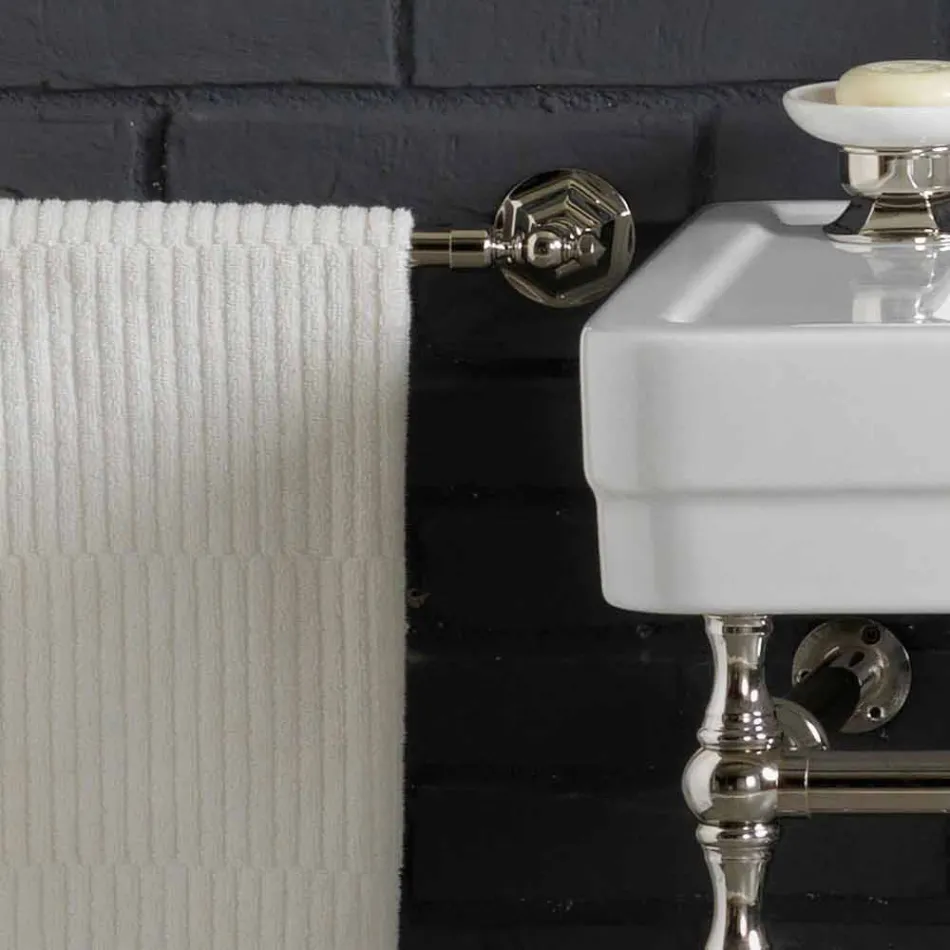 Bathroom set with white ceramic double console on Linear structure Viadurini