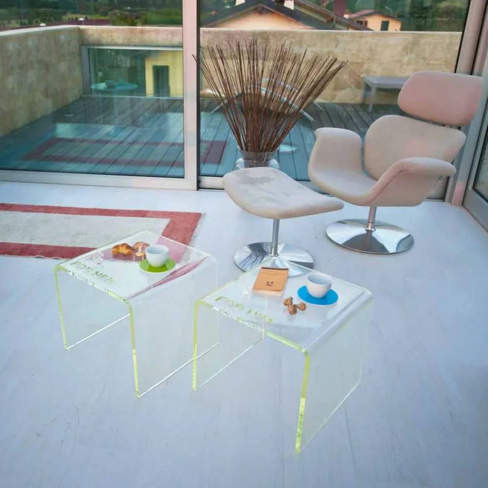 Modern Design Bedside Sets in Methacrylate Made in Italy - Leielui Viadurini