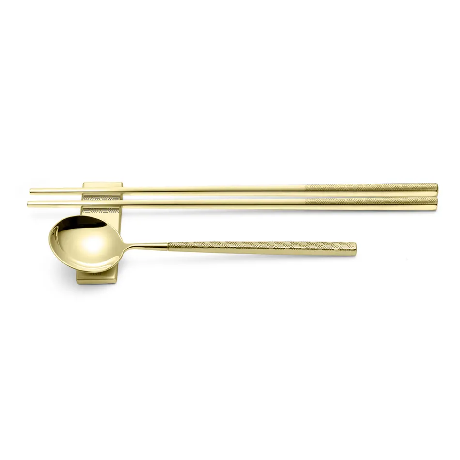 Set Consisting of Fruit Spoon, Chopsticks and Cutlery Rest with Origami - Osaka Viadurini