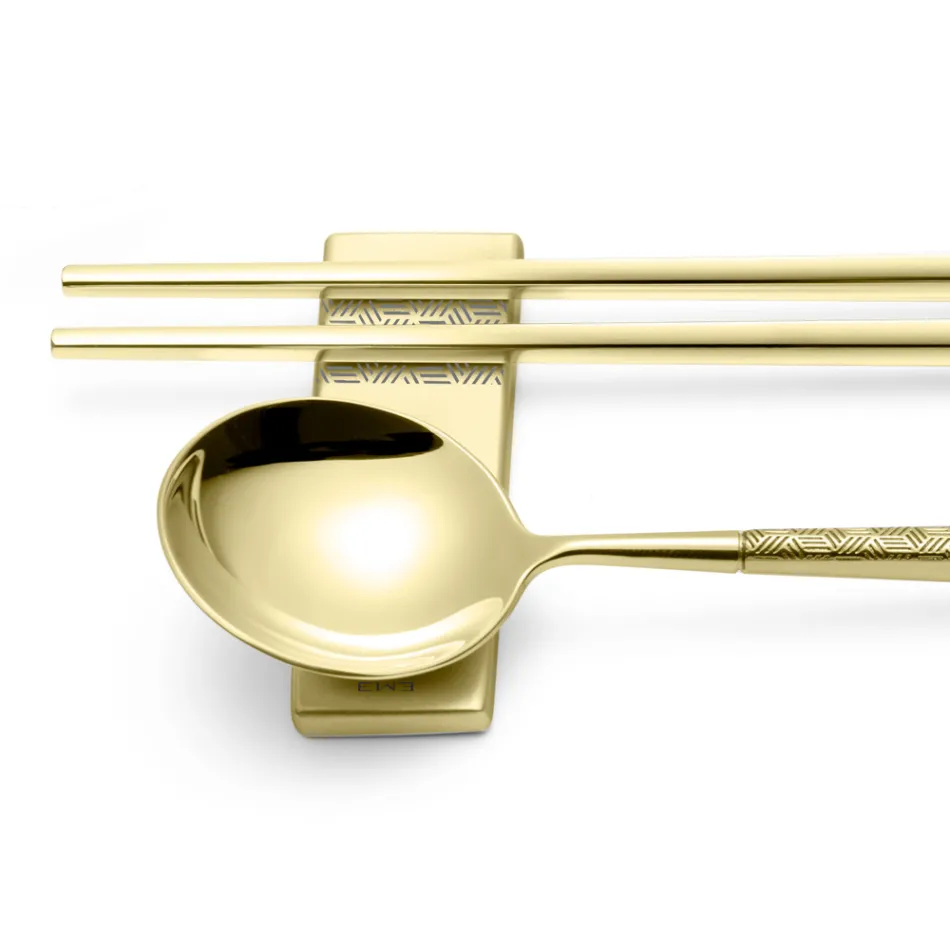 Set Consisting of Fruit Spoon, Chopsticks and Cutlery Rest with Origami - Osaka Viadurini