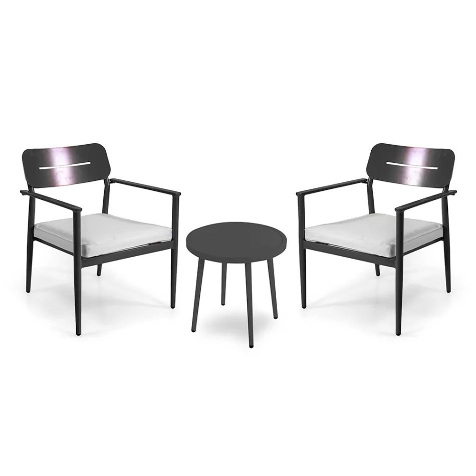 Set of 2 Armchairs with Aluminium Table in Different Finishes - Souvenir Viadurini