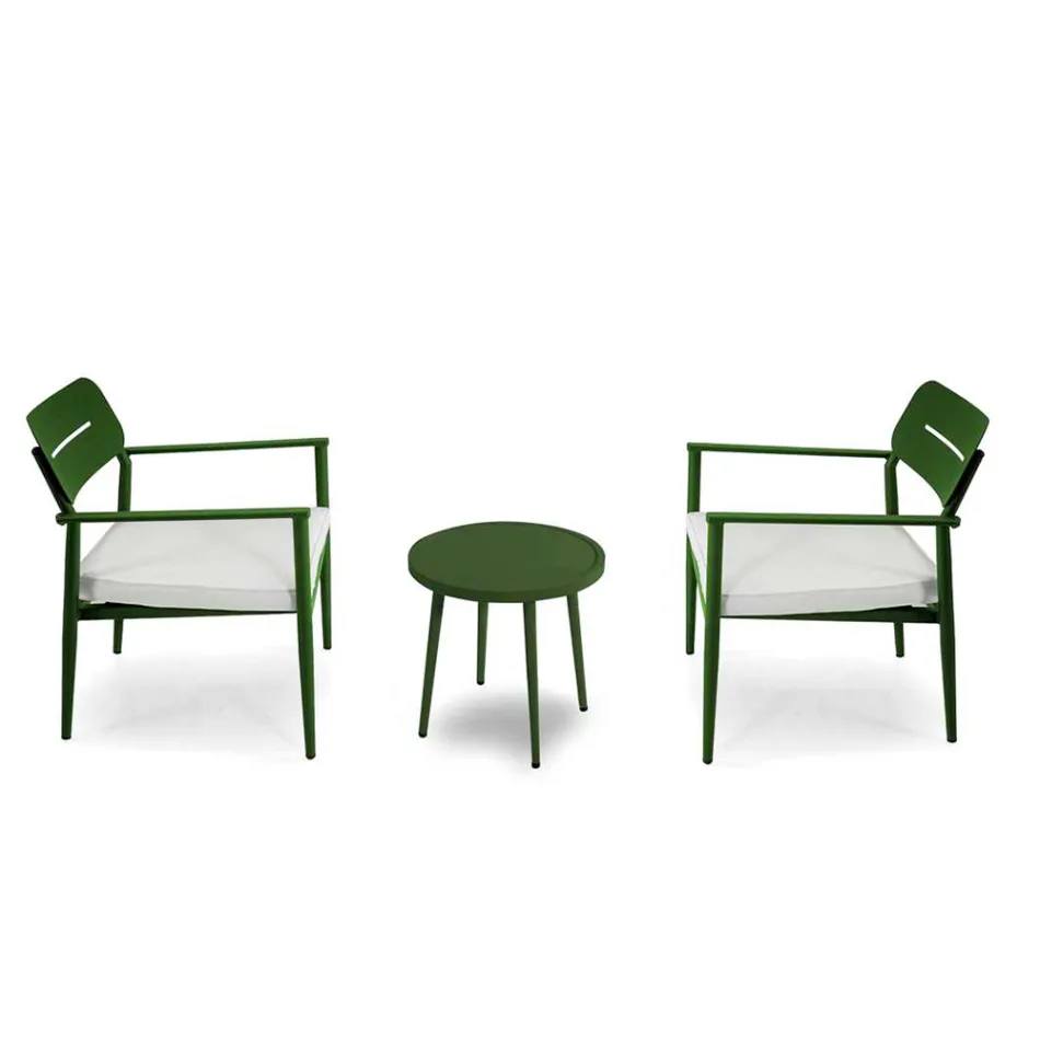 Set of 2 Armchairs with Aluminium Table in Different Finishes - Souvenir Viadurini