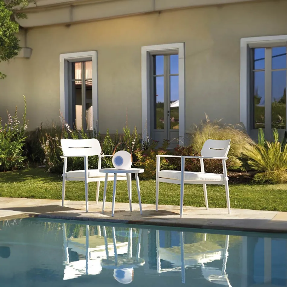 Set of 2 Armchairs with Aluminium Table in Different Finishes - Souvenir Viadurini