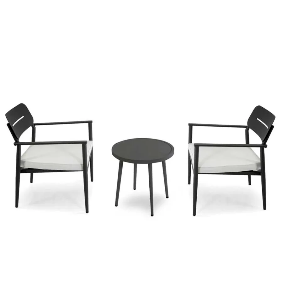 Set of 2 Armchairs with Aluminium Table in Different Finishes - Souvenir Viadurini