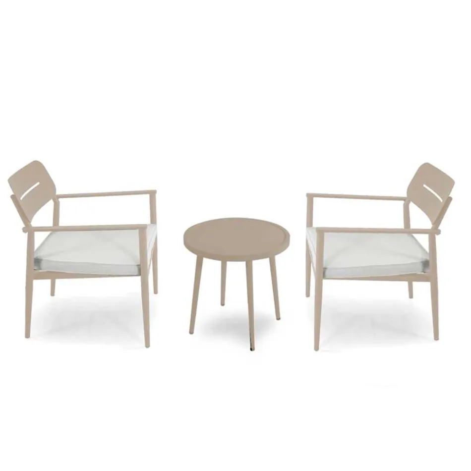 Set of 2 Armchairs with Aluminium Table in Different Finishes - Souvenir Viadurini