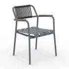 Set of 2 Aluminium Garden Armchairs and Rope Backrest - Resplendent Viadurini