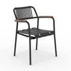 Set of 2 Aluminium Garden Armchairs and Rope Backrest - Resplendent Viadurini