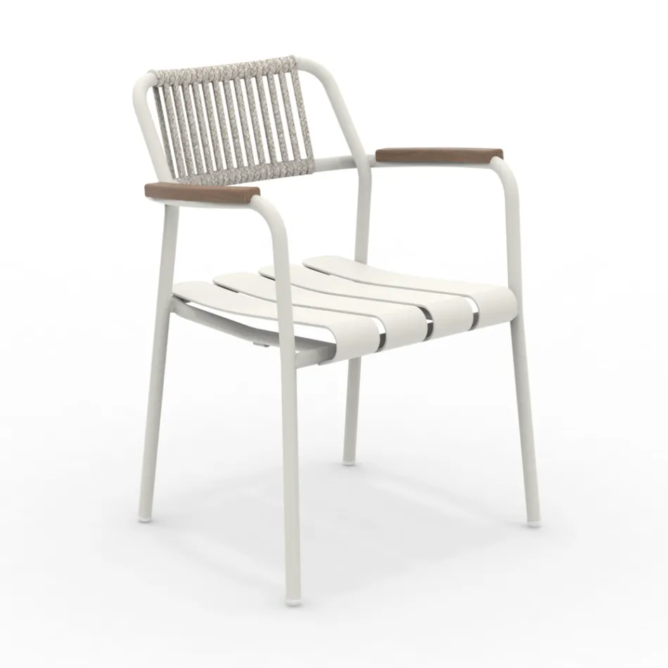 Set of 2 Aluminium Garden Armchairs and Rope Backrest - Resplendent Viadurini