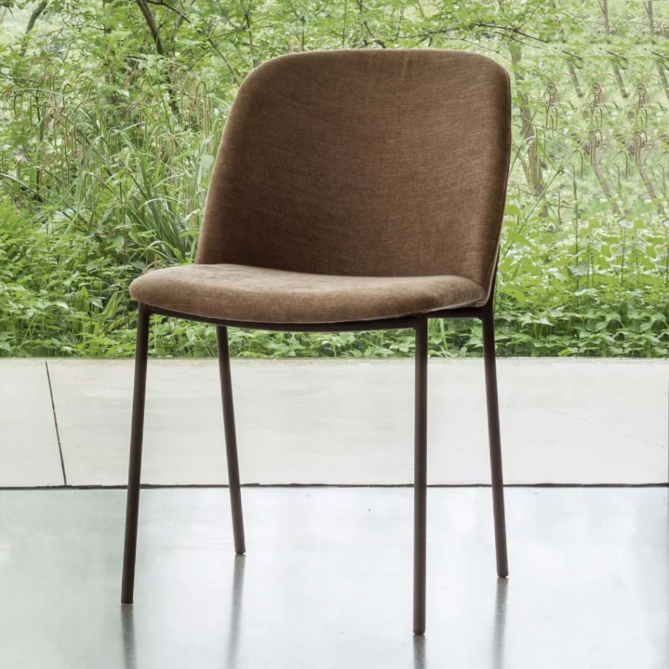 Set of 2 Lounge Chairs in Fabric and Metal Made in Italy - Ivy Viadurini